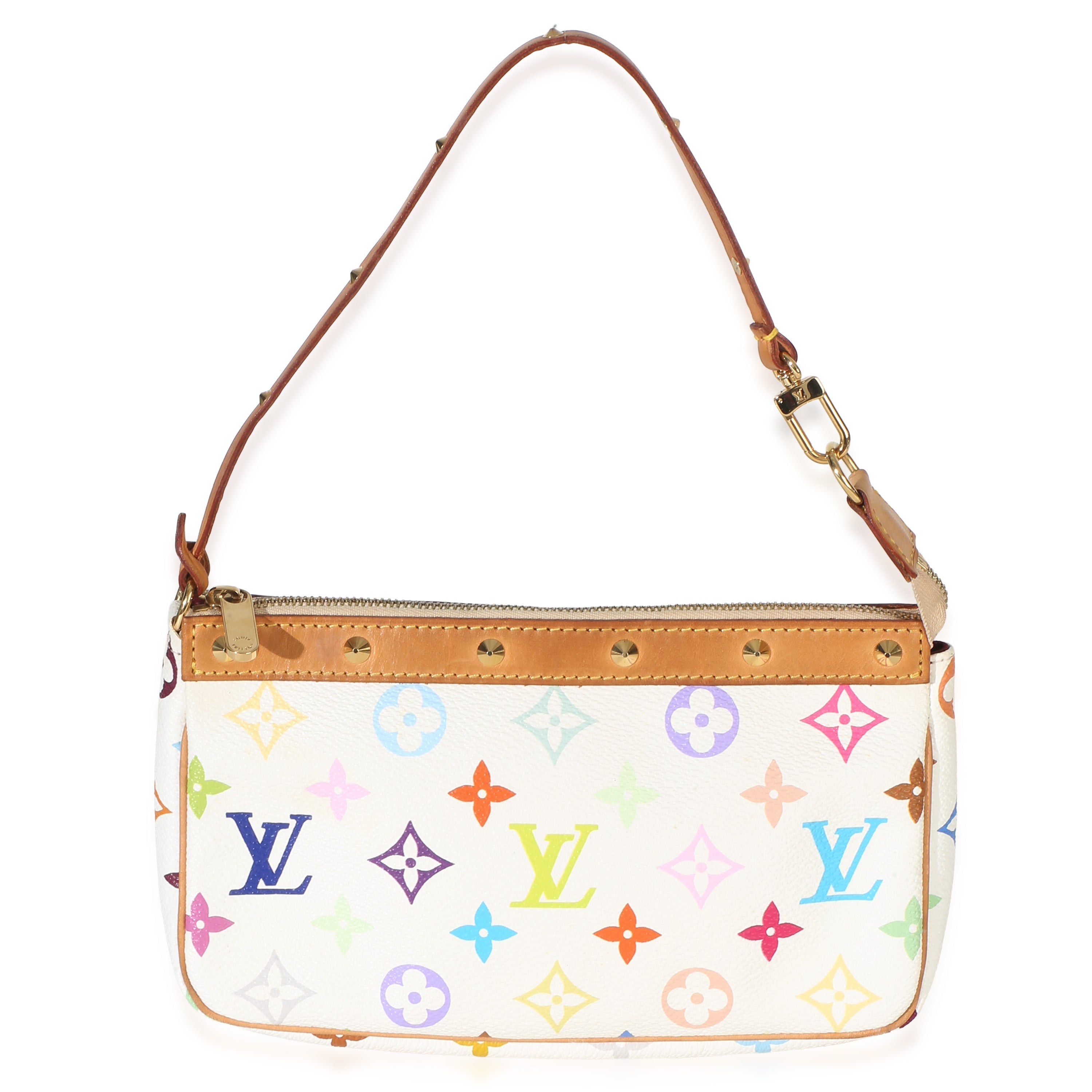 Louis Vuitton White Monogram Multicolore Canvas Pochette Accessoires Handbag fv