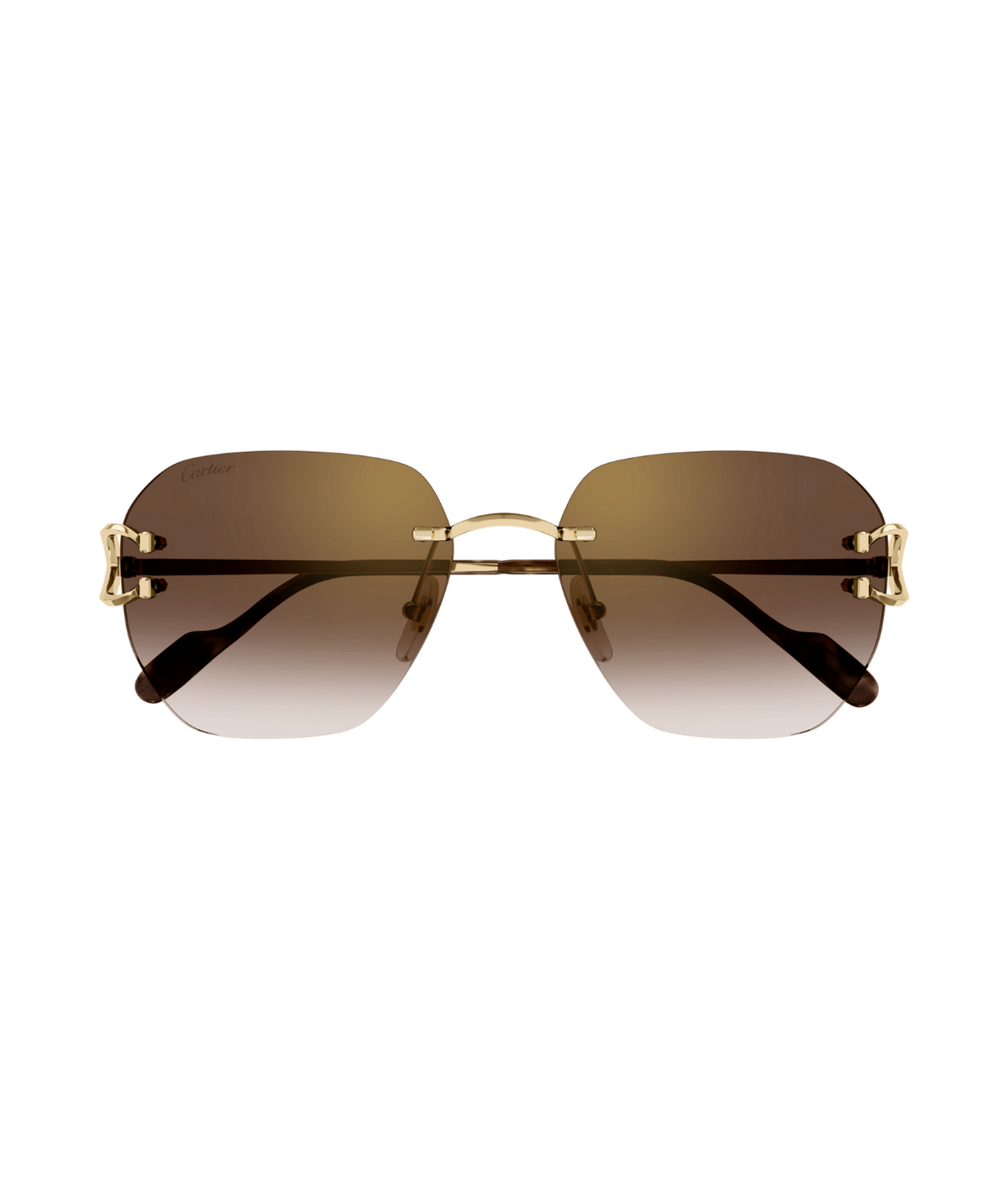Cartier Décor C CT0394S rimless square sunglasses in Gold-Brown, front view