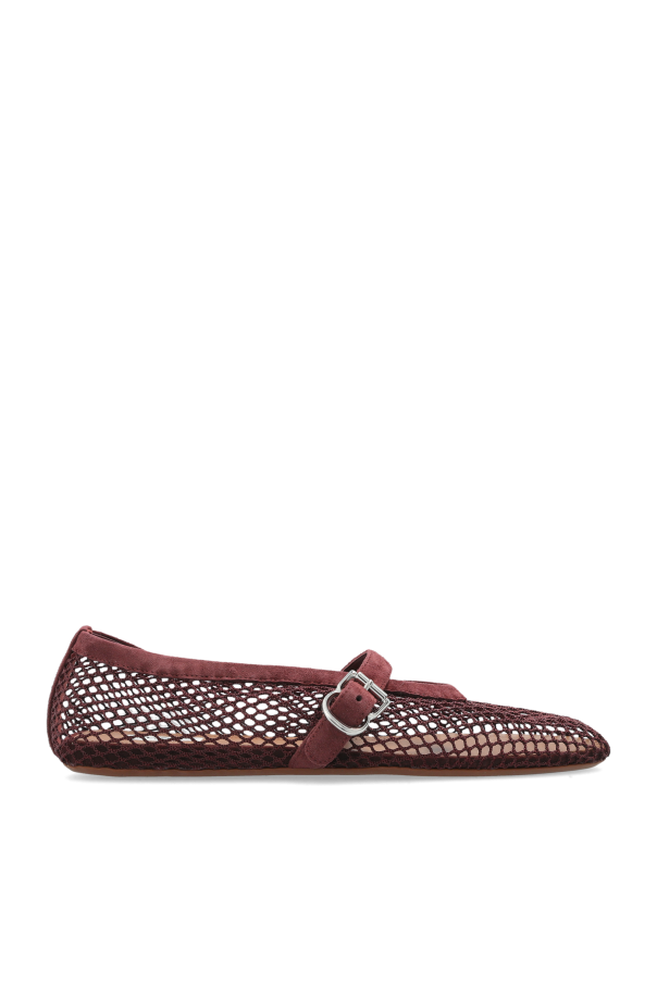 Ballet Flats In Fishnet And Suede