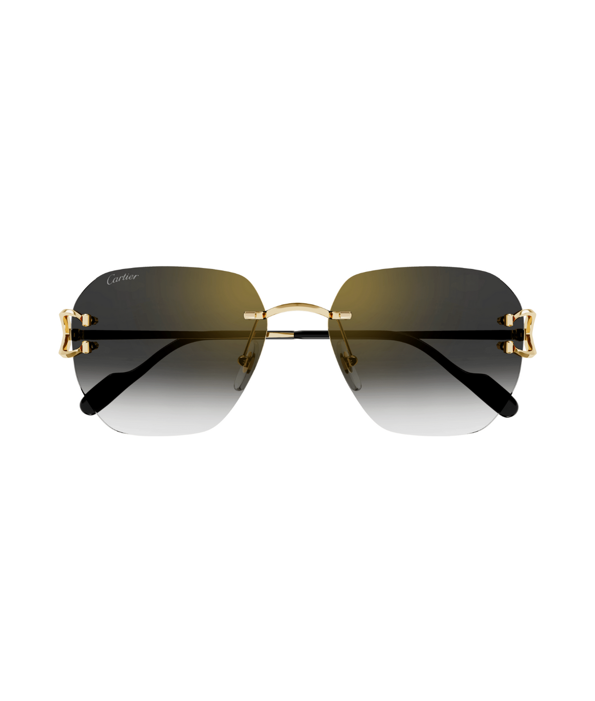Cartier Décor C CT0394S rimless square sunglasses in Gold-Grey, front view
