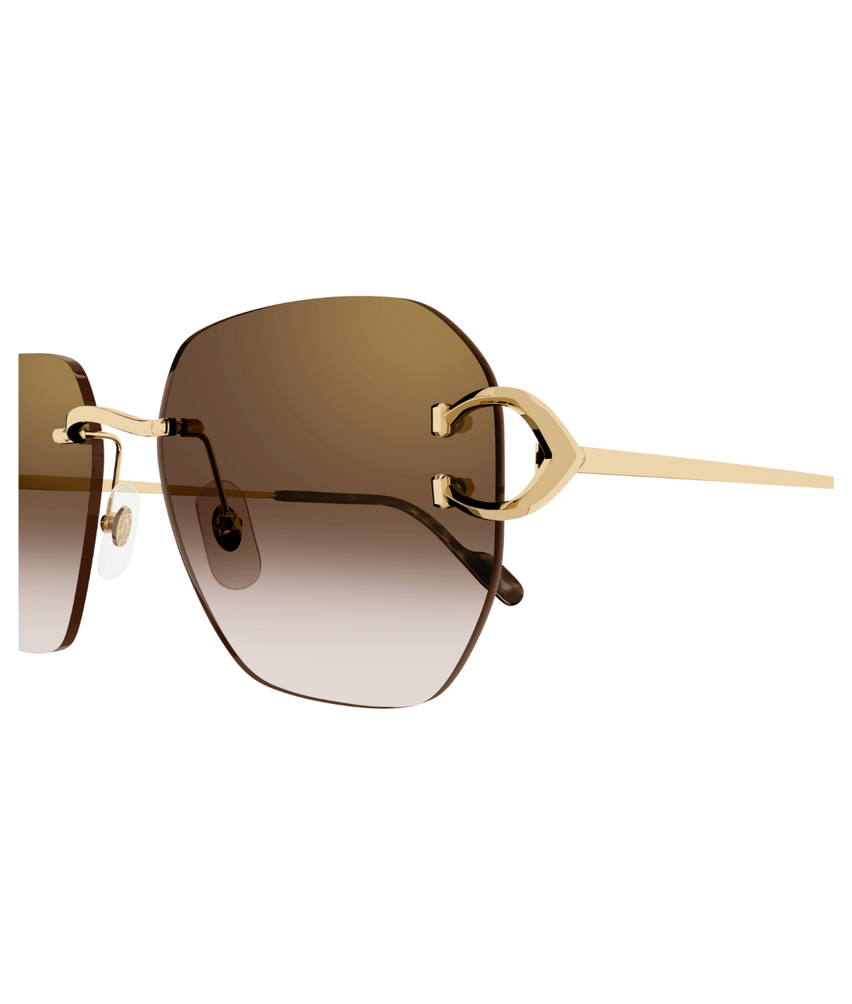 Cartier Décor C CT0394S rimless square sunglasses in Gold-Brown, side view