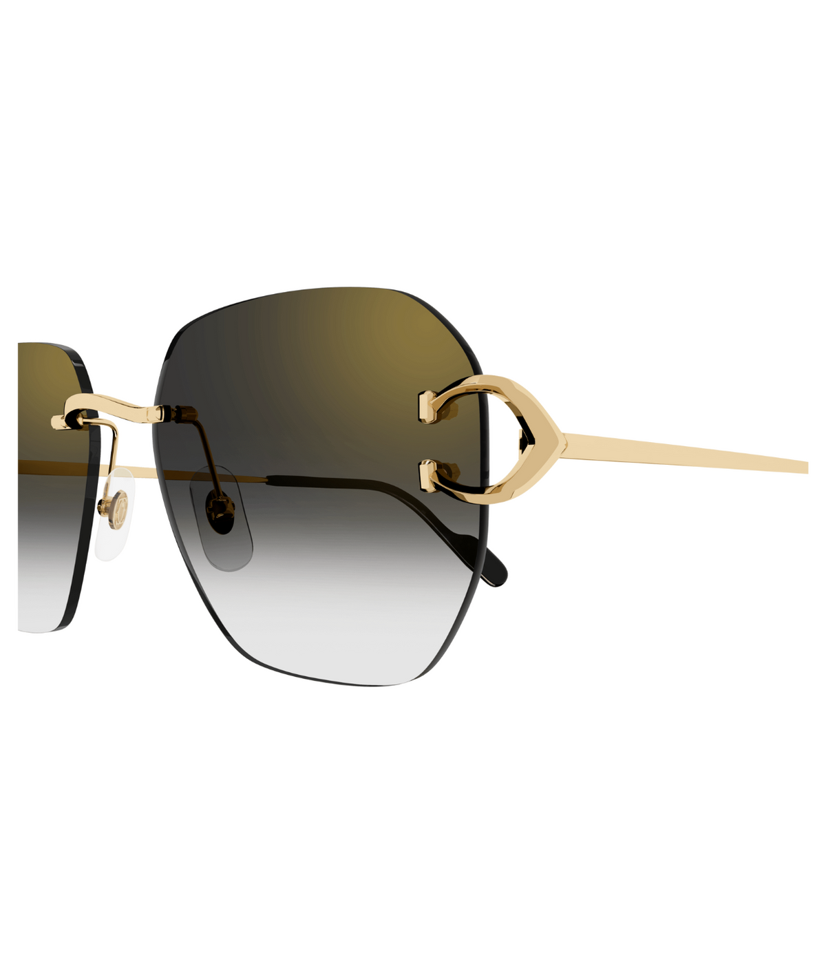Cartier Décor C CT0394S rimless square sunglasses in Gold-Grey, side view