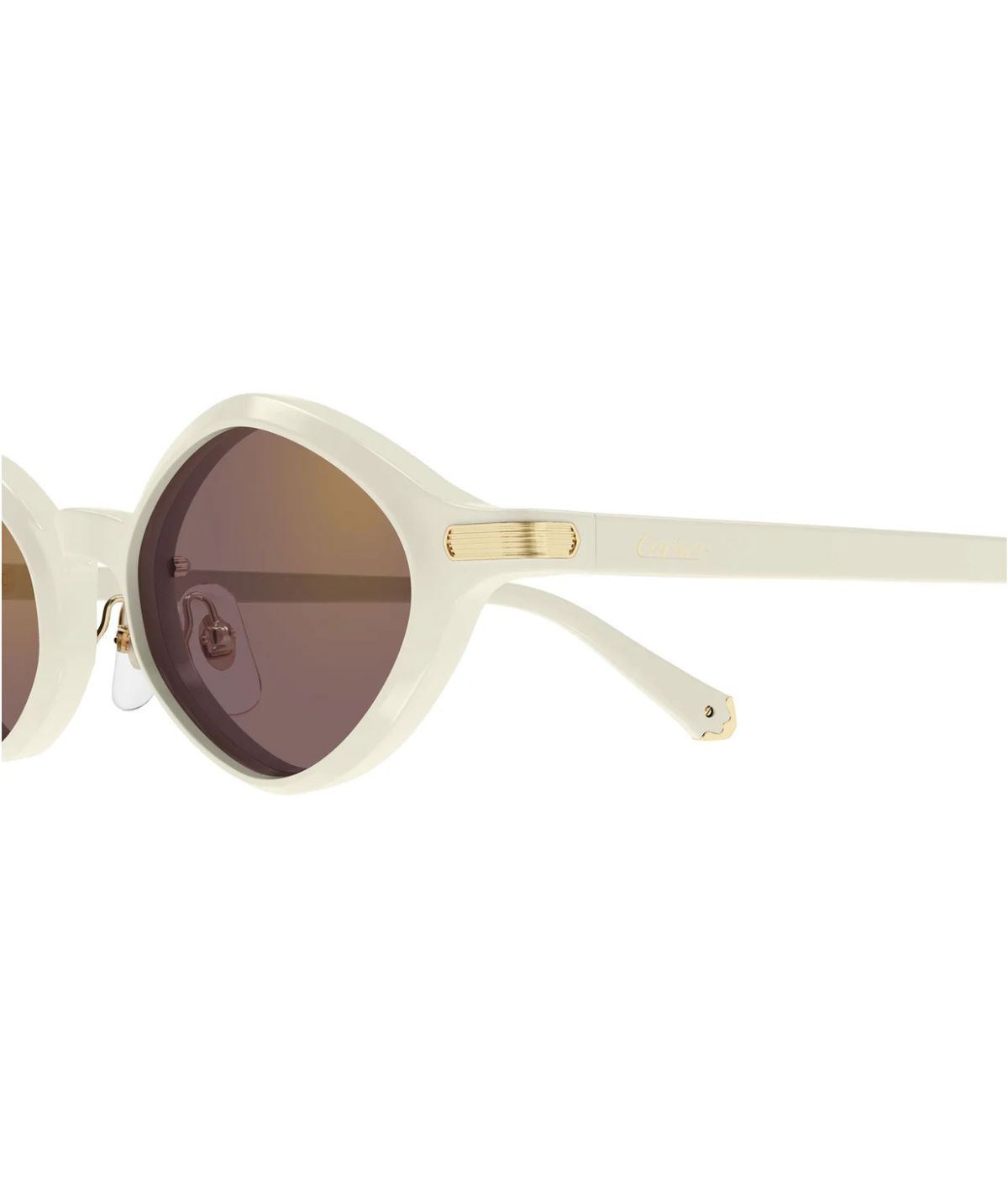Cartier Godron CT0540S geometric sunglasses in Ivory-Violet, side view