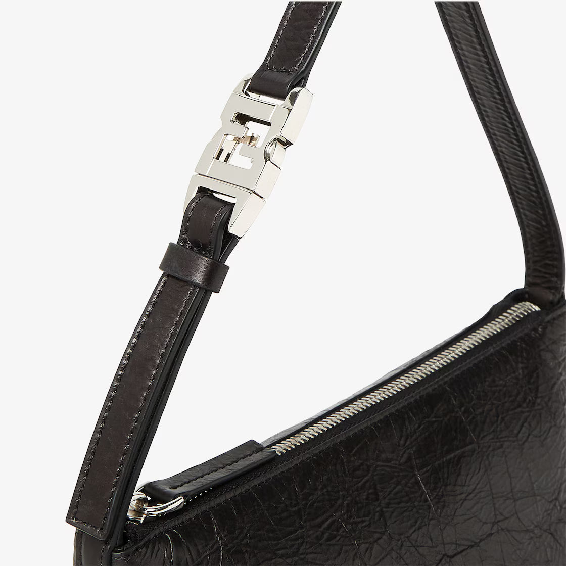 Crackled Black Leather Bag