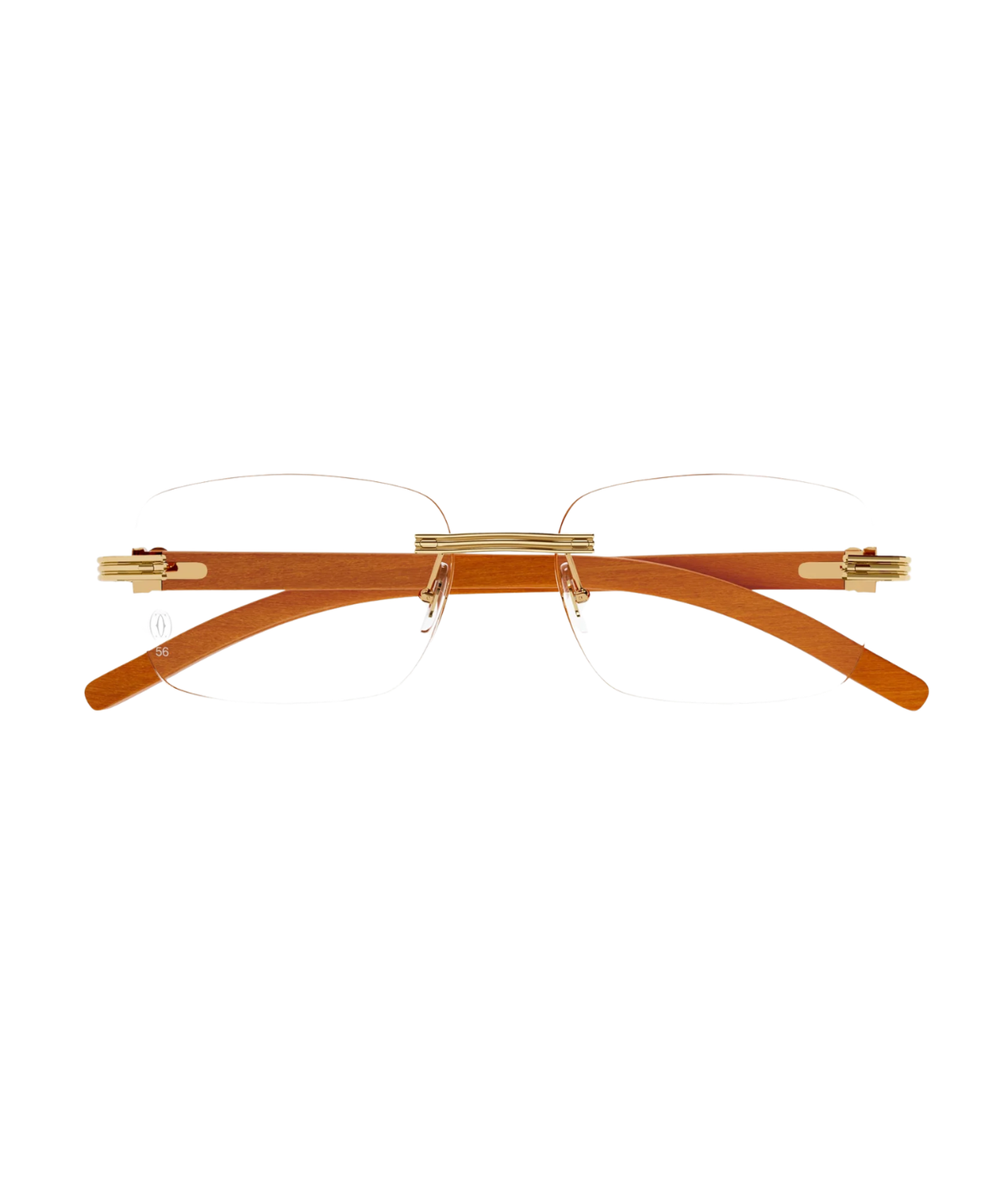 Cartier C de Cartier CT0286O rimless rectangle eyeglasses in Gold-Orange, front view