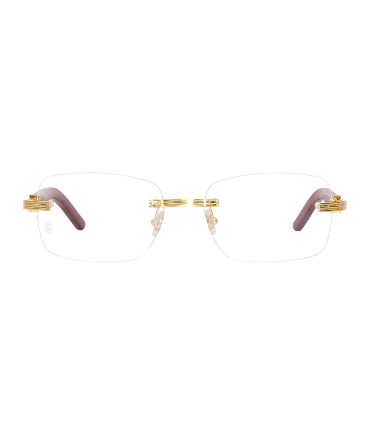 Cartier C de Cartier CT0286O rimless rectangle eyeglasses in Gold-Burgundy, front view