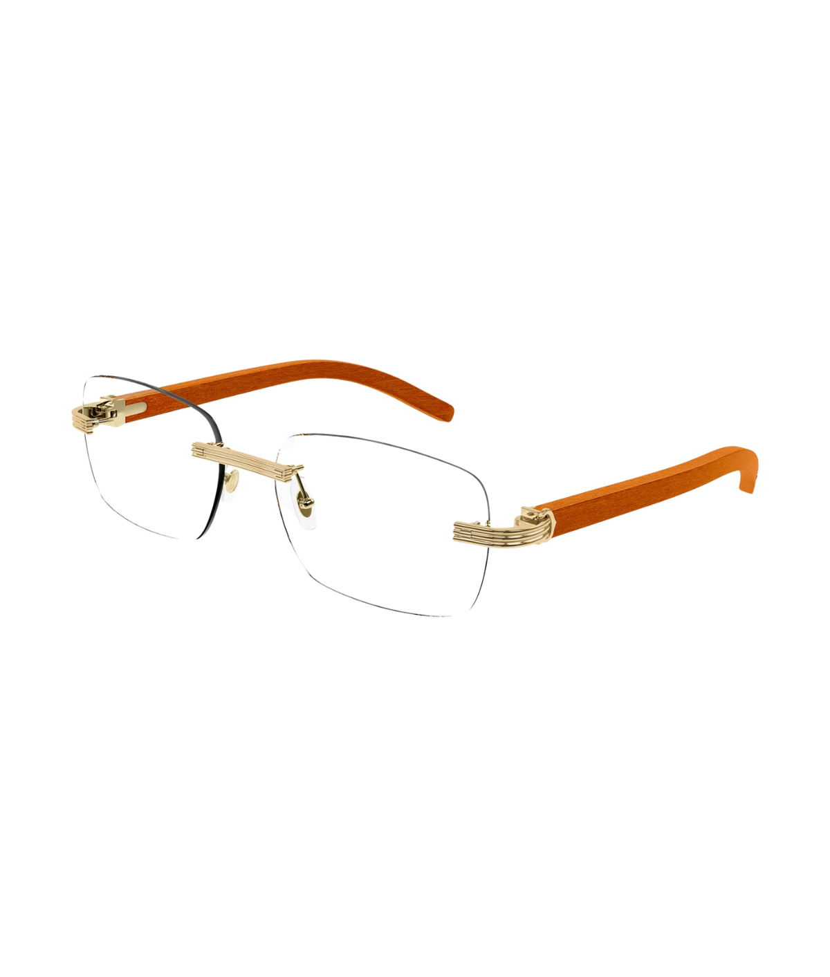 Cartier C de Cartier CT0286O rimless rectangle eyeglasses in Gold-Orange, three-quarter view