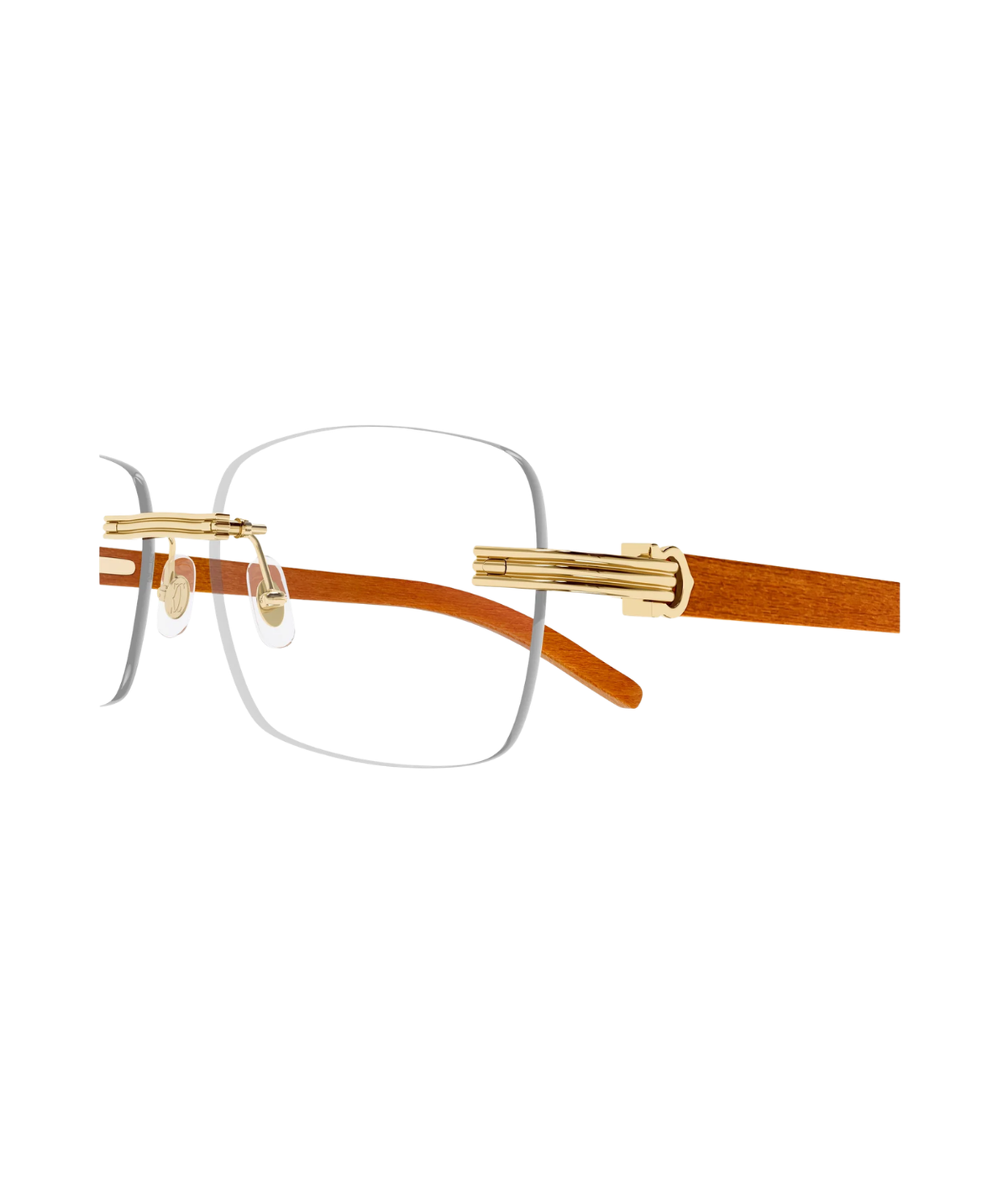 Cartier C de Cartier CT0286O rimless rectangle eyeglasses in Gold-Orange, side view