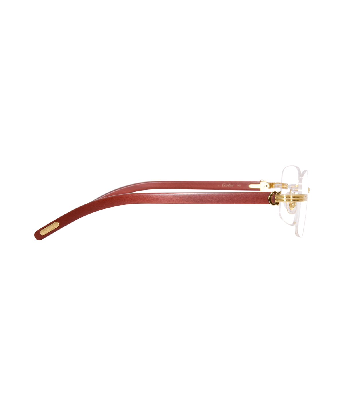 Cartier C de Cartier CT0286O rimless rectangle eyeglasses in Gold-Burgundy, side view