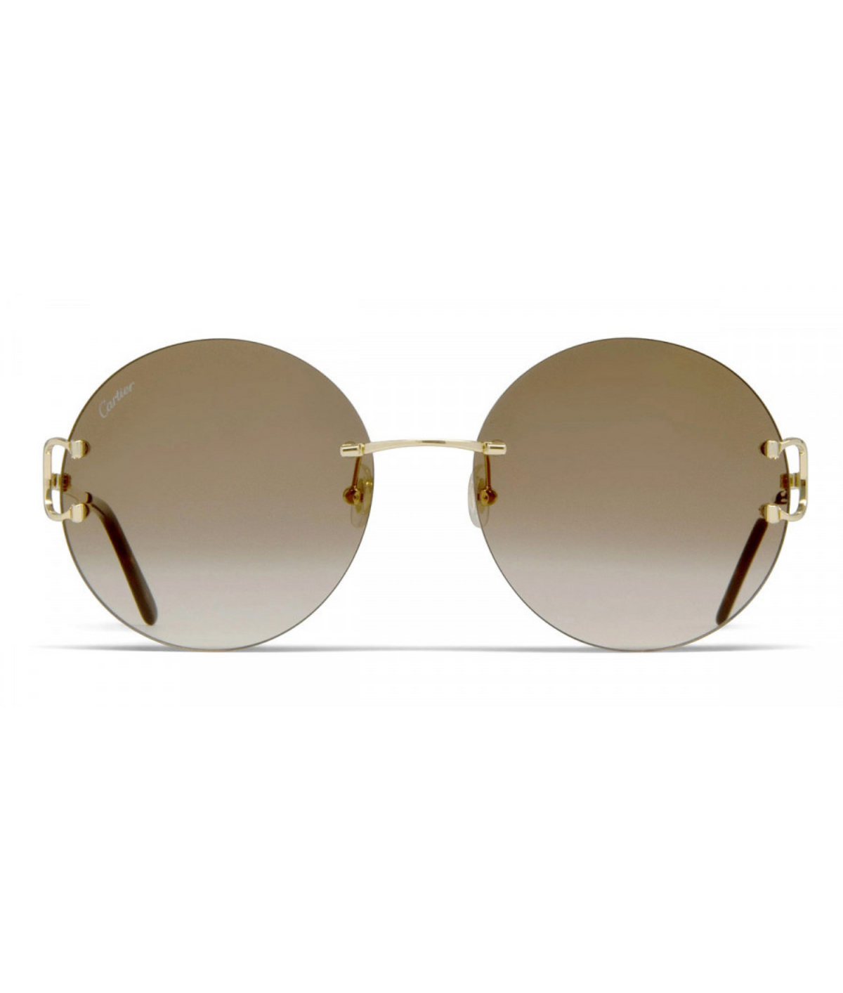 Cartier Décor C CT0036RS rimless round sunglasses in Gold-Brown, front view