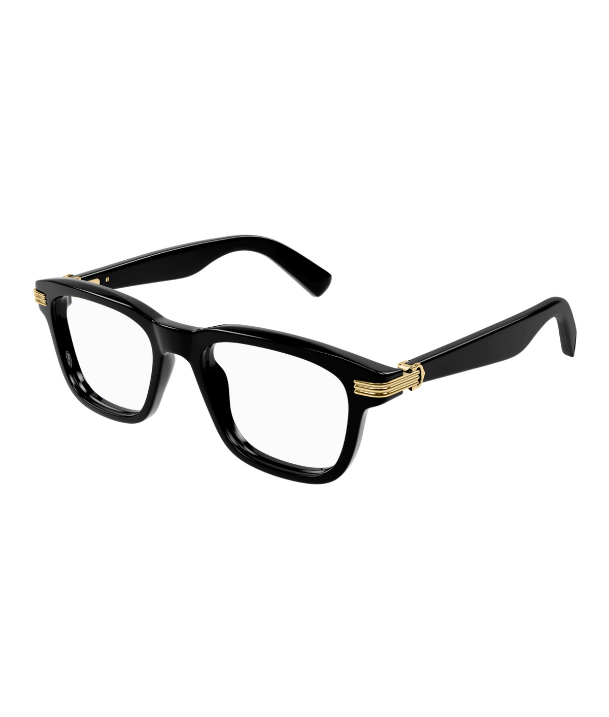 Cartier Première CT0444O square eyeglasses in Black, three-quarter view