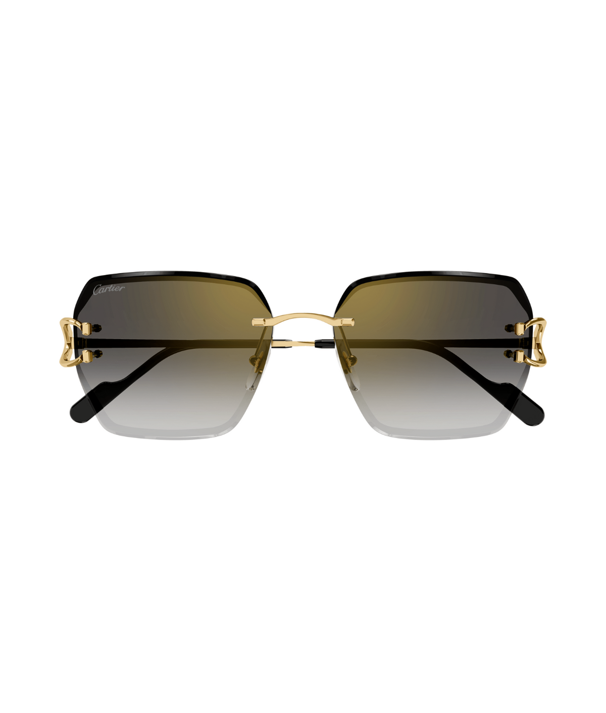 Cartier Décor C CT0466S rimless square sunglasses in Gold-Grey, front view
