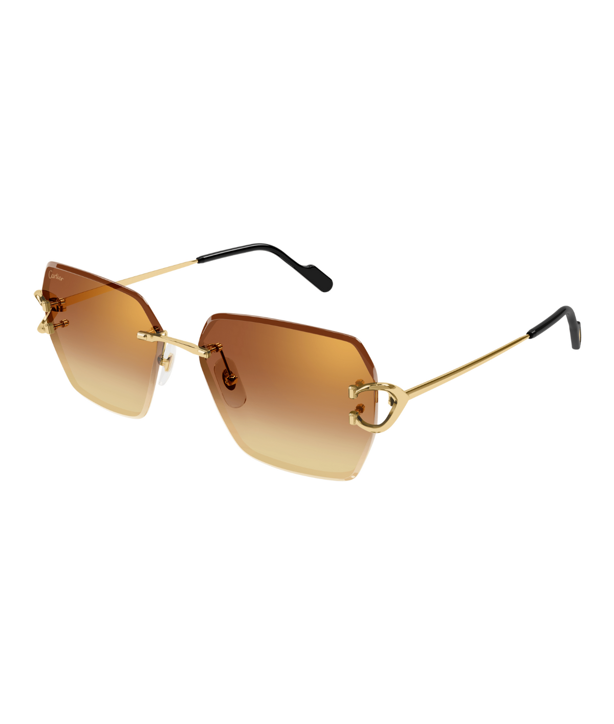Cartier Décor C CT0466S rimless square sunglasses in Gold-Red, three-quarter view