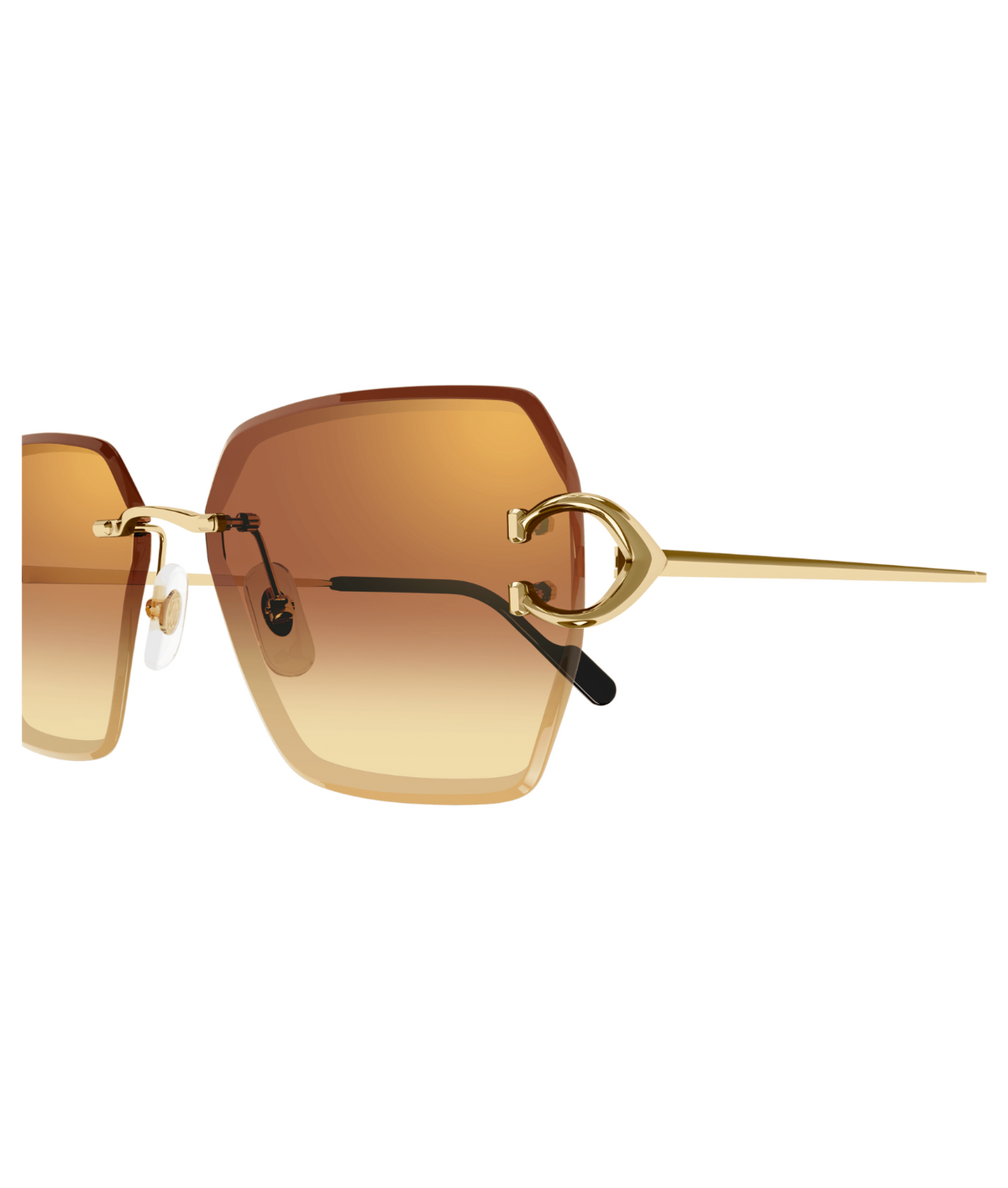 Cartier Décor C CT0466S rimless square sunglasses in Gold-Red, side view