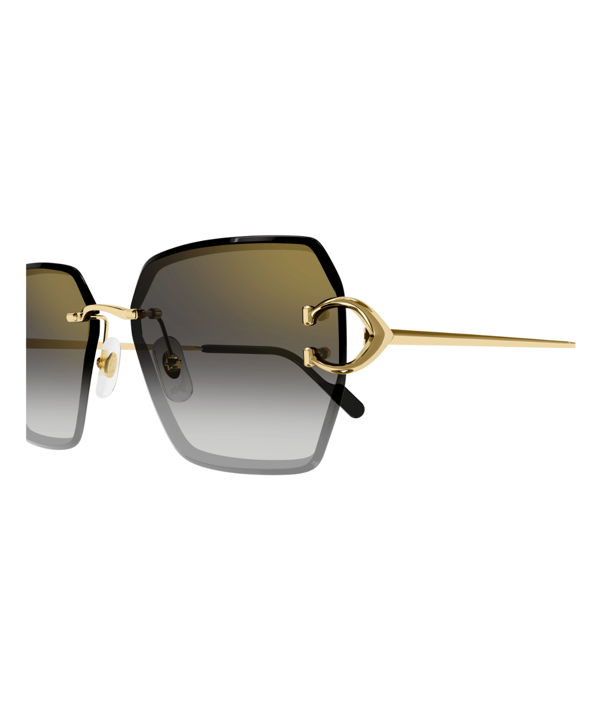 Cartier Décor C CT0466S rimless square sunglasses in Gold-Grey, side view