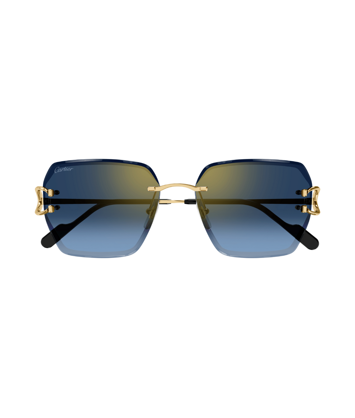 Cartier Décor C CT0466S rimless square sunglasses in Gold-Blue, front view