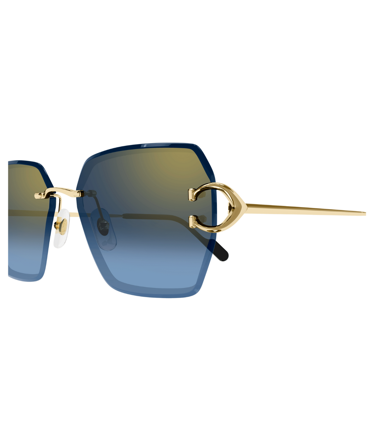 Cartier Décor C CT0466S rimless square sunglasses in Gold-Blue, side view
