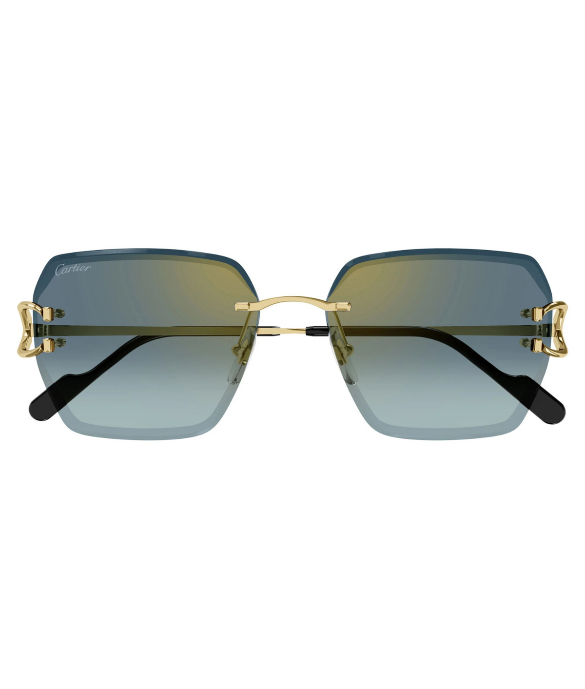 Cartier Décor C CT0466S rimless square sunglasses in Gold-Green, front view