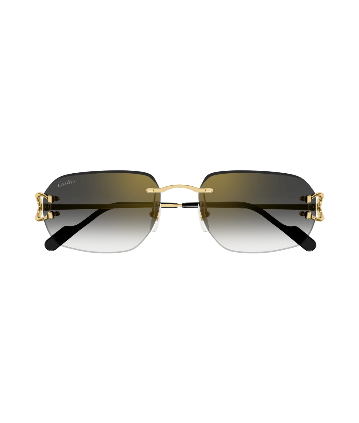 Cartier Décor C CT0468S rimless square sunglasses in Gold-Grey, front view