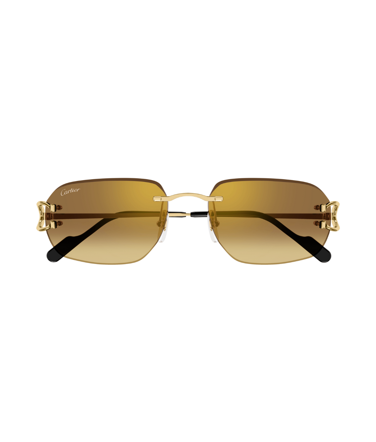 Cartier Décor C CT0468S rimless square sunglasses in Gold-Brown, front view