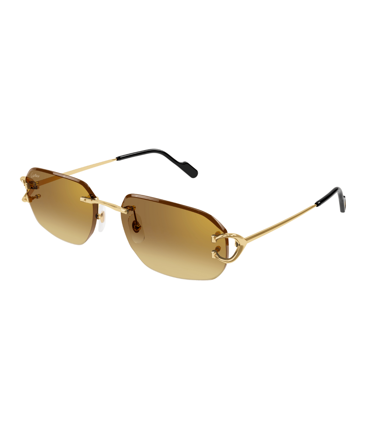 Cartier Décor C CT0468S rimless square sunglasses in Gold-Brown, three-quarter view