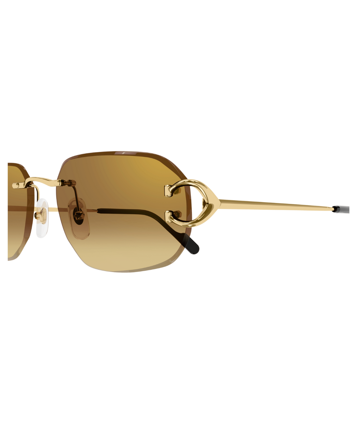 Cartier Décor C CT0468S rimless square sunglasses in Gold-Brown, side view