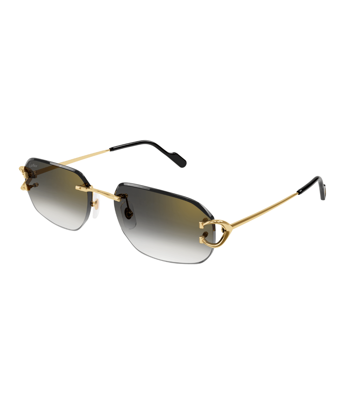 Cartier Décor C CT0468S rimless square sunglasses in Gold-Grey, three-quarter view