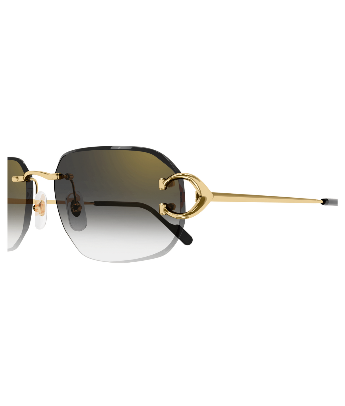 Cartier Décor C CT0468S rimless square sunglasses in Gold-Grey, side view