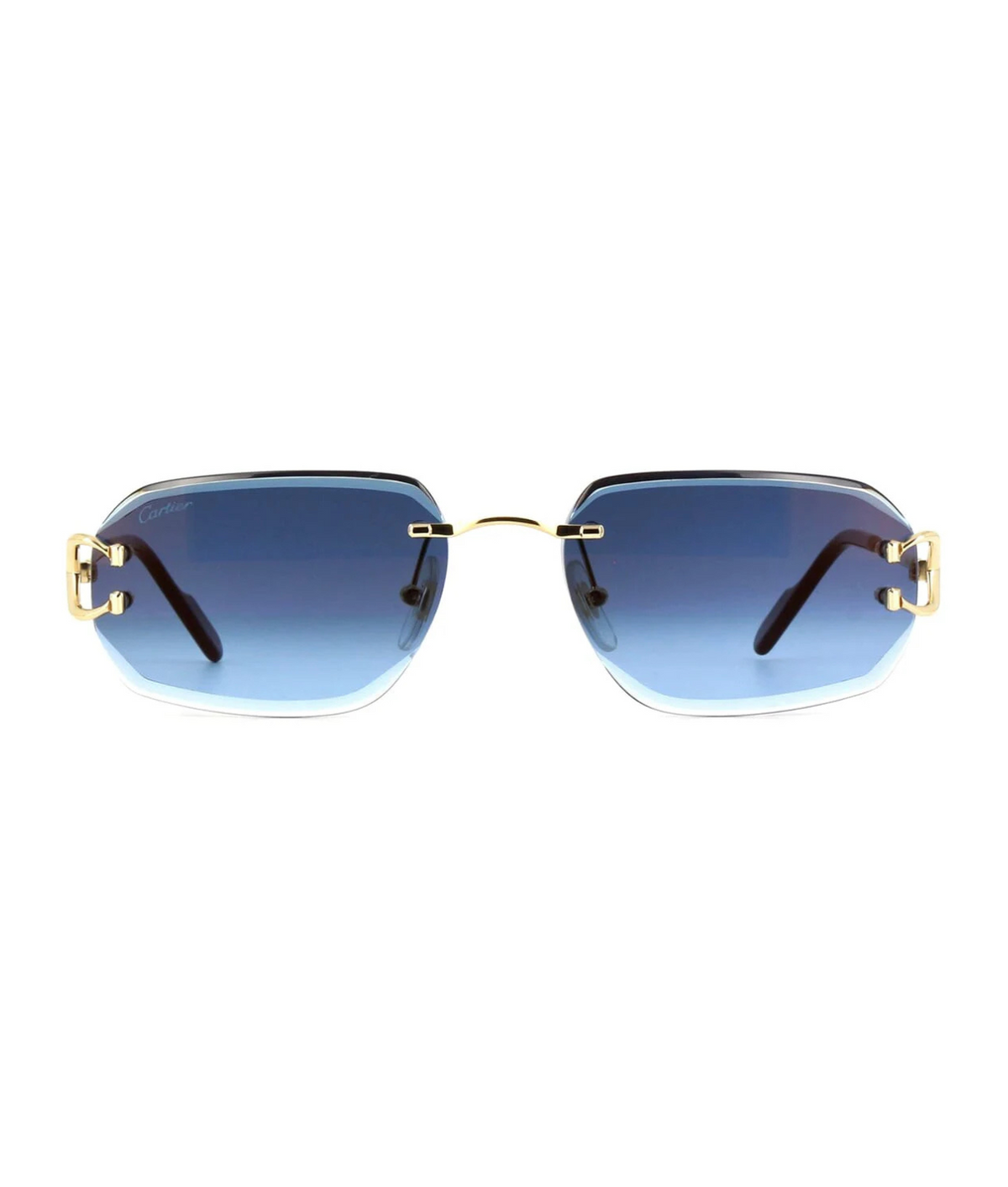 Cartier Décor C CT0468S rimless square sunglasses in Gold-Blue, front view