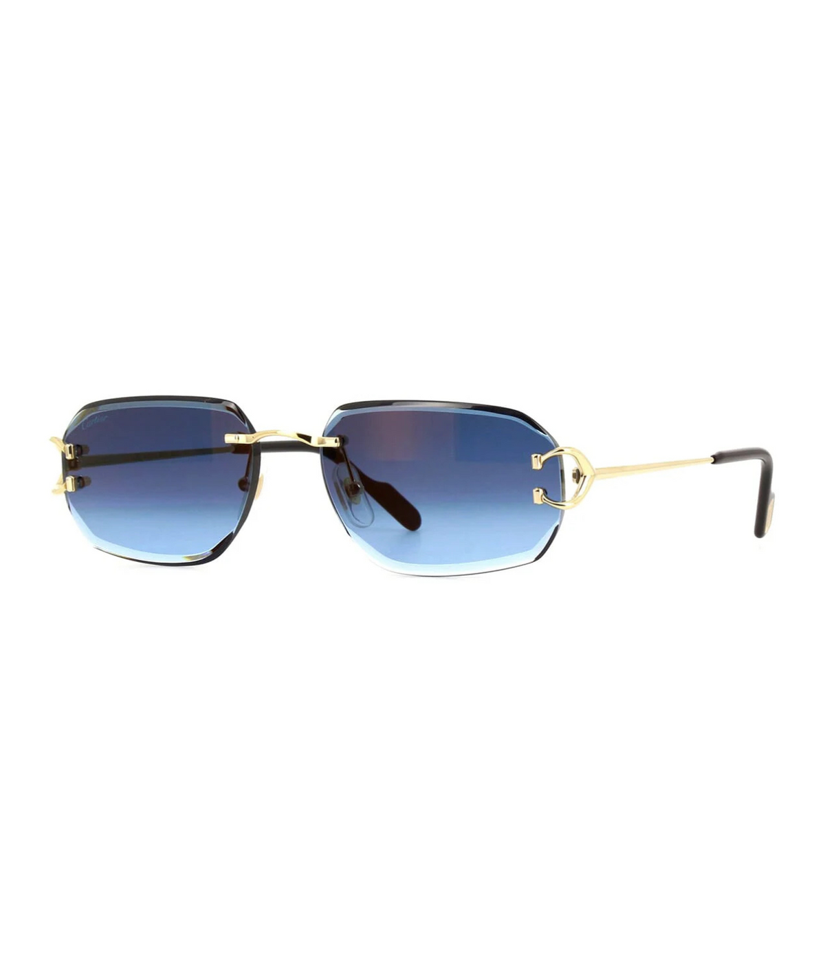 Cartier Décor C CT0468S rimless square sunglasses in Gold-Blue, three-quarter view