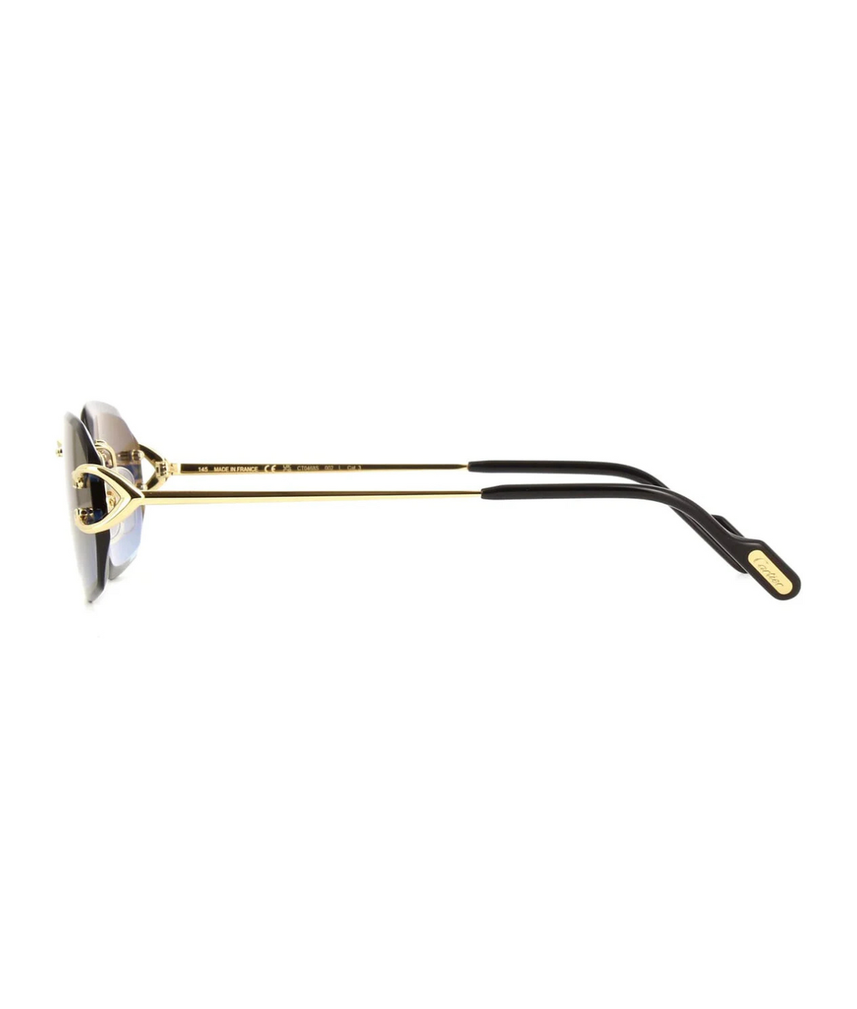 Cartier Décor C CT0468S rimless square sunglasses in Gold-Blue, side view