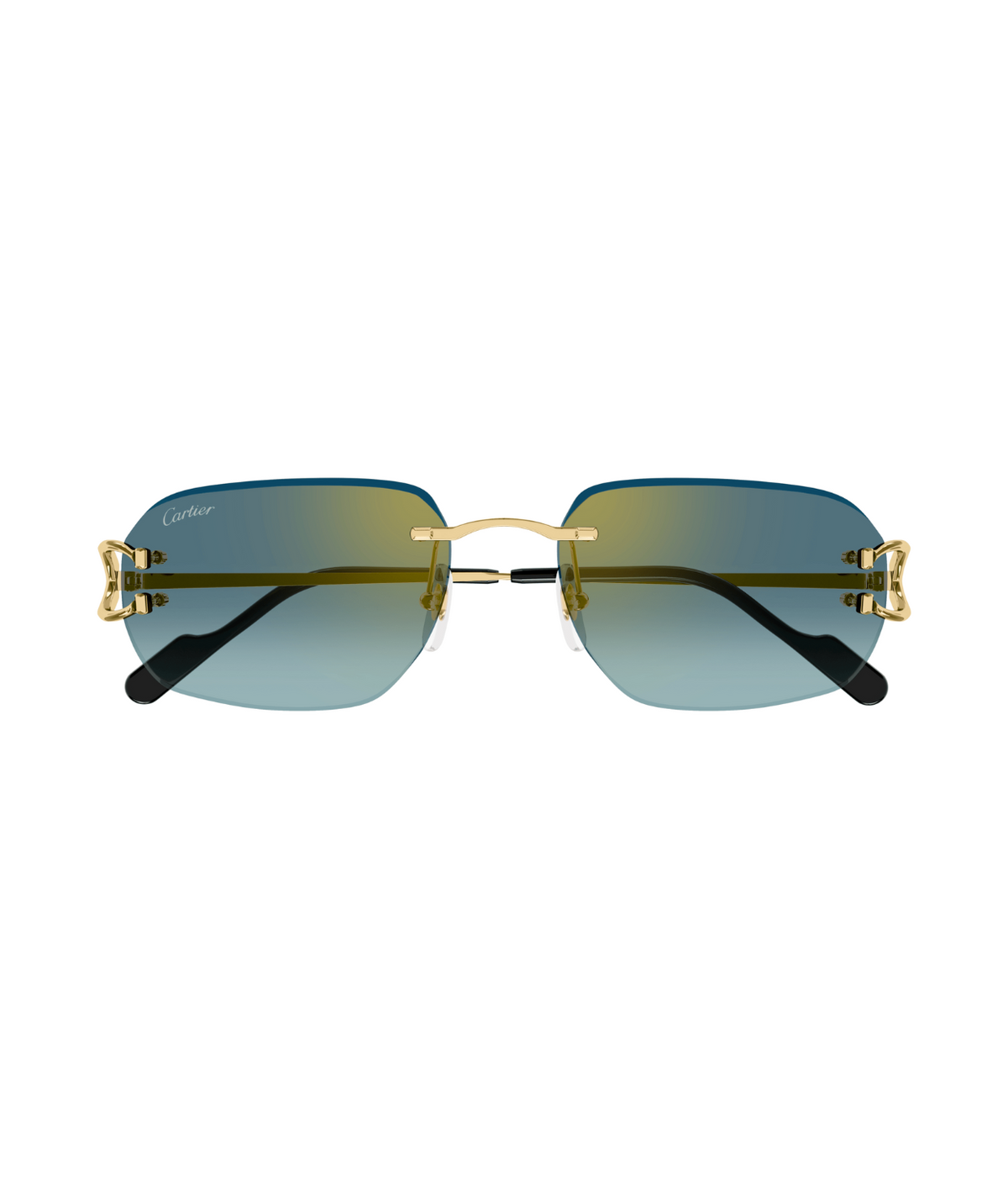 Cartier Décor C CT0468S rimless square sunglasses in Gold-Green, front view