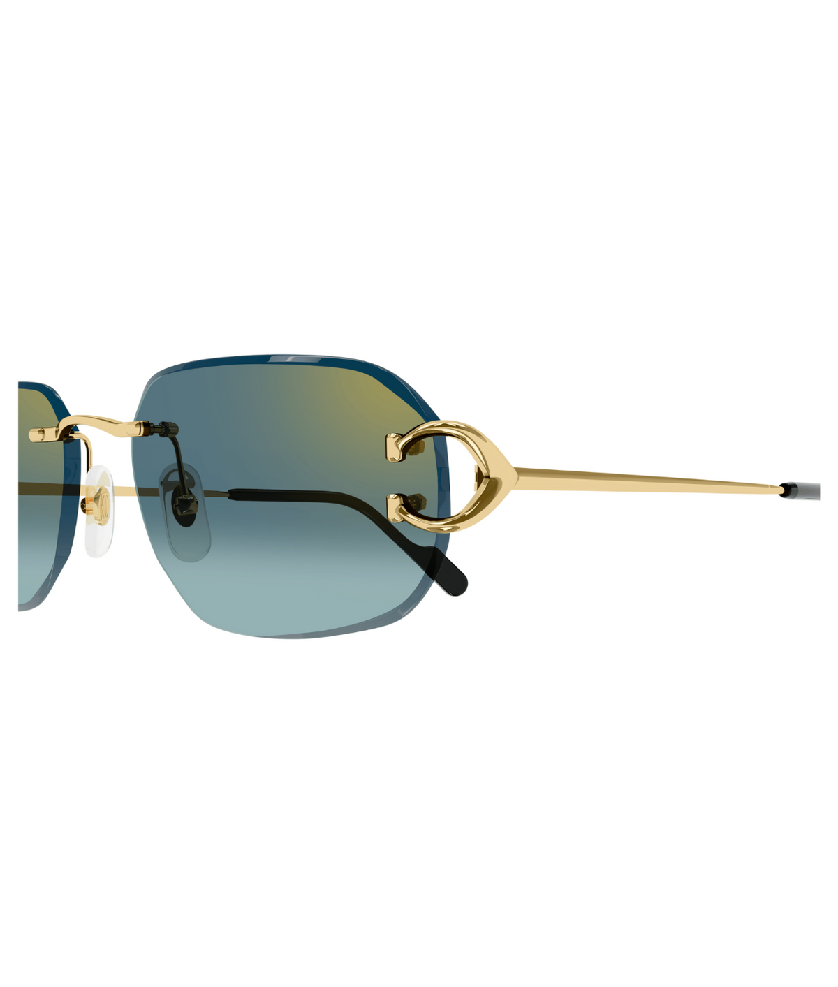 Cartier Décor C CT0468S rimless square sunglasses in Gold-Green, side view