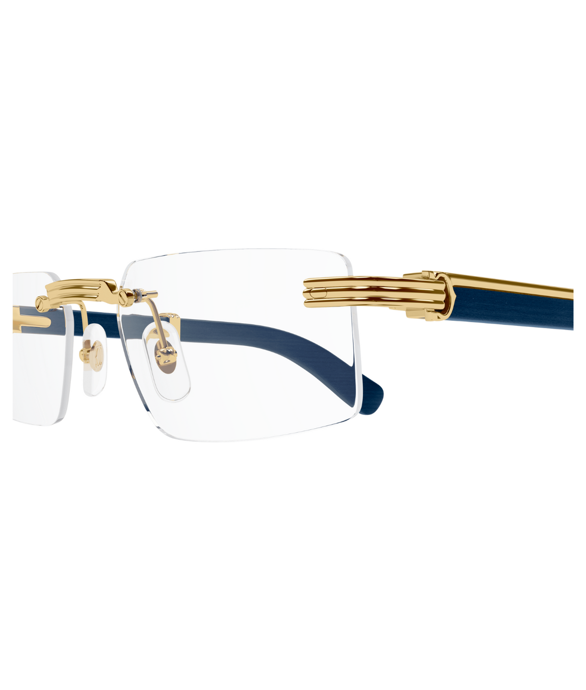 Cartier Première CT0485O rimless rectangle eyeglasses in Gold, side view