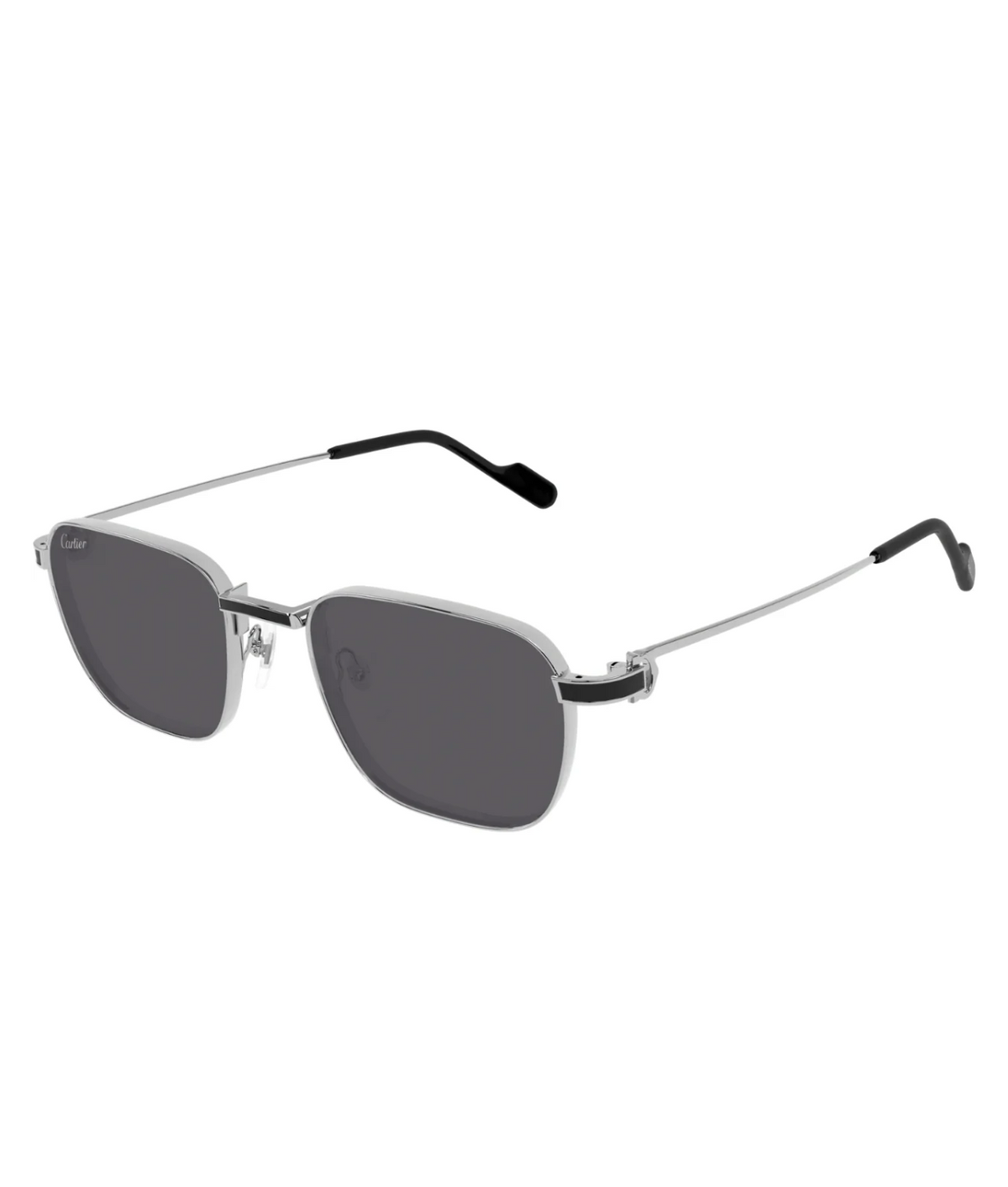 Cartier C de Cartier CT0497S square sunglasses in Silver-Grey, three-quarter view