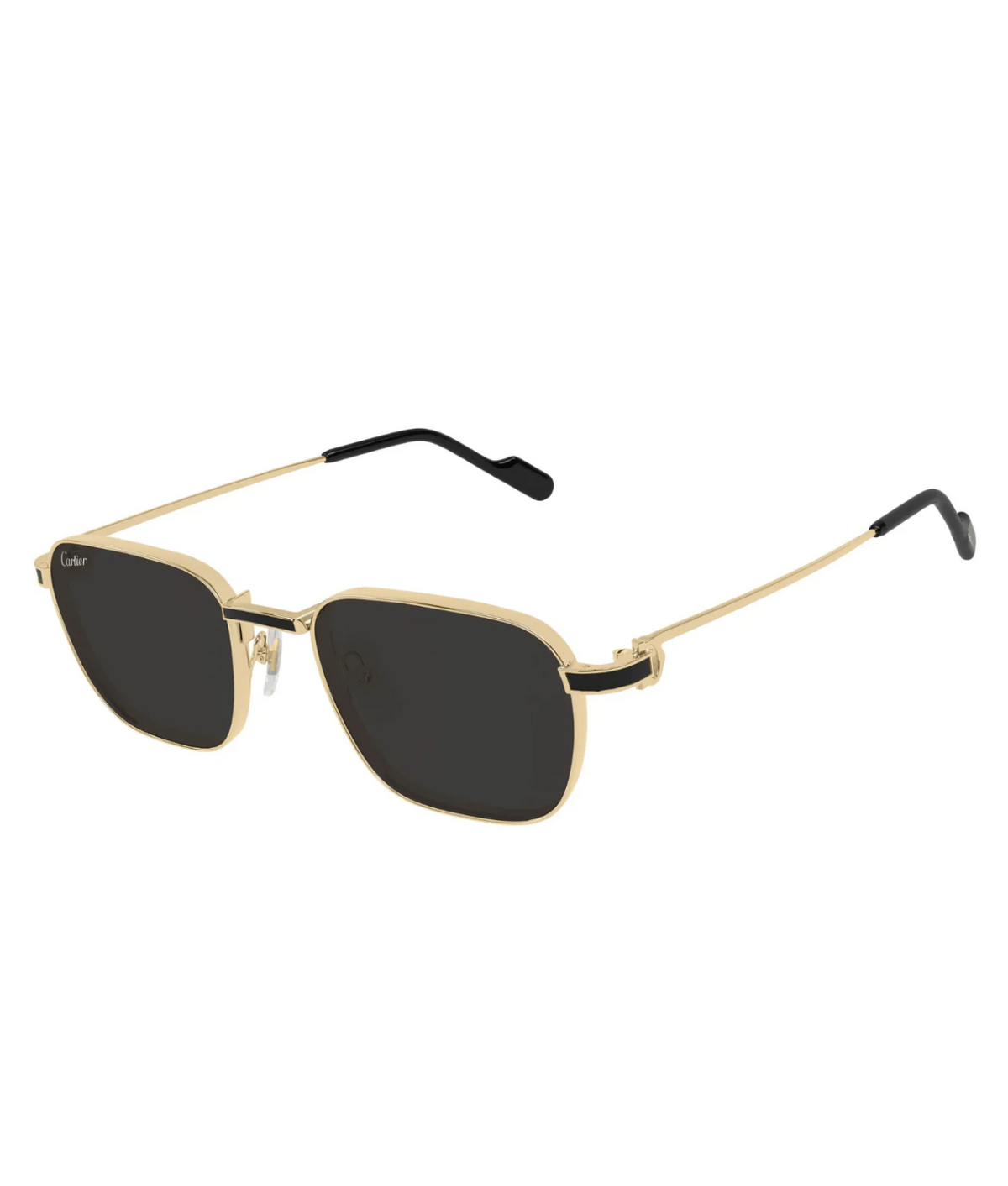 Cartier C de Cartier CT0497S square sunglasses in Gold-Grey, three-quarter view
