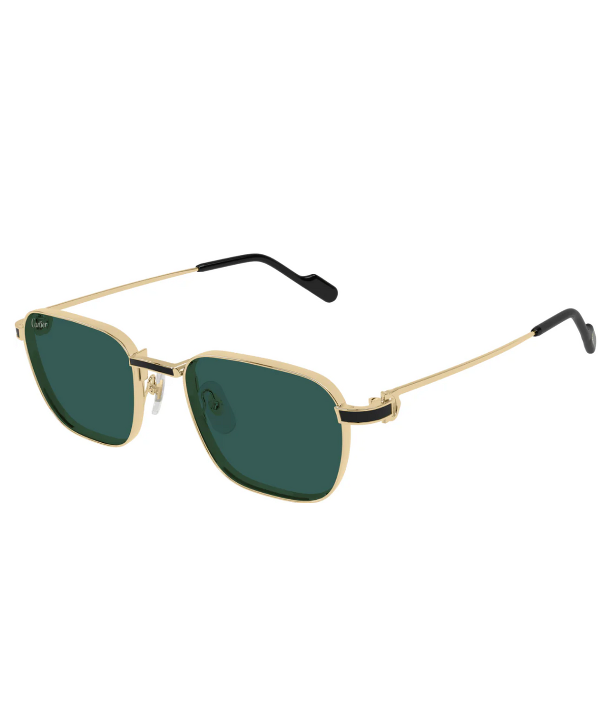 Cartier C de Cartier CT0497S square sunglasses in Gold-Green, three-quarter view