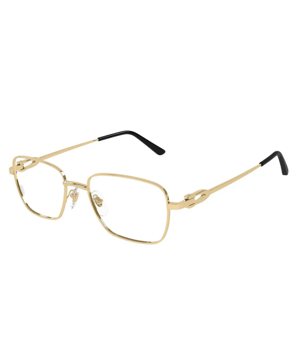 Cartier Décor C CT0519O square eyeglasses in Gold, three-quarter view