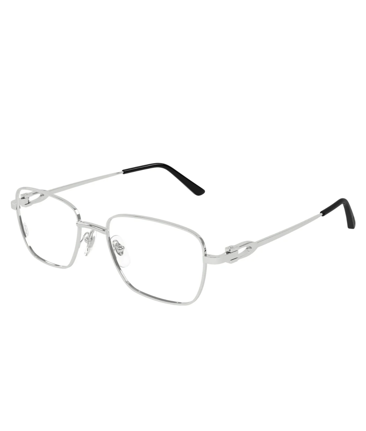 Cartier Décor C CT0519O square eyeglasses in Silver, three-quarter view