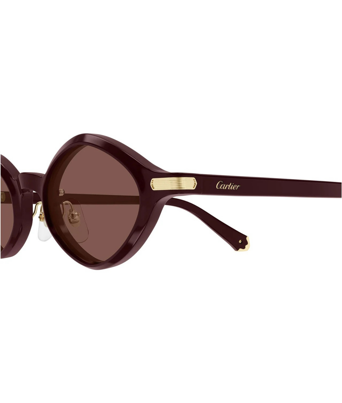 Cartier Godron CT0540S geometric sunglasses in Burgundy-Pink, side view