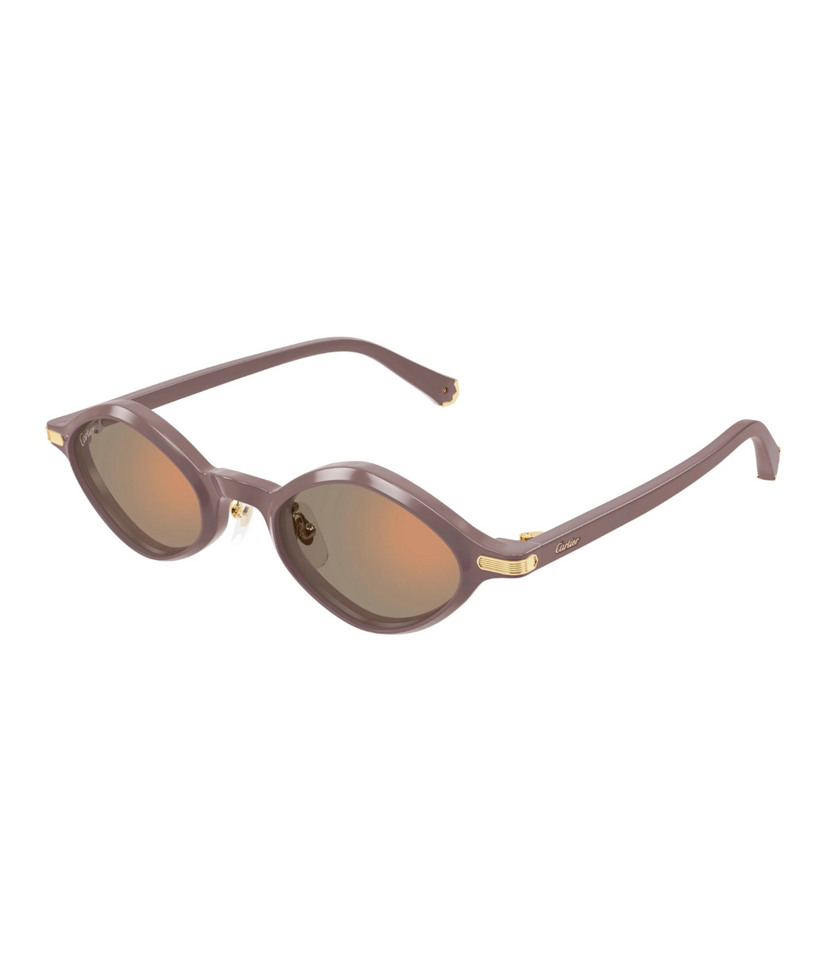 Cartier Godron CT0540S geometric sunglasses in Violet-Pink, three-quarter view