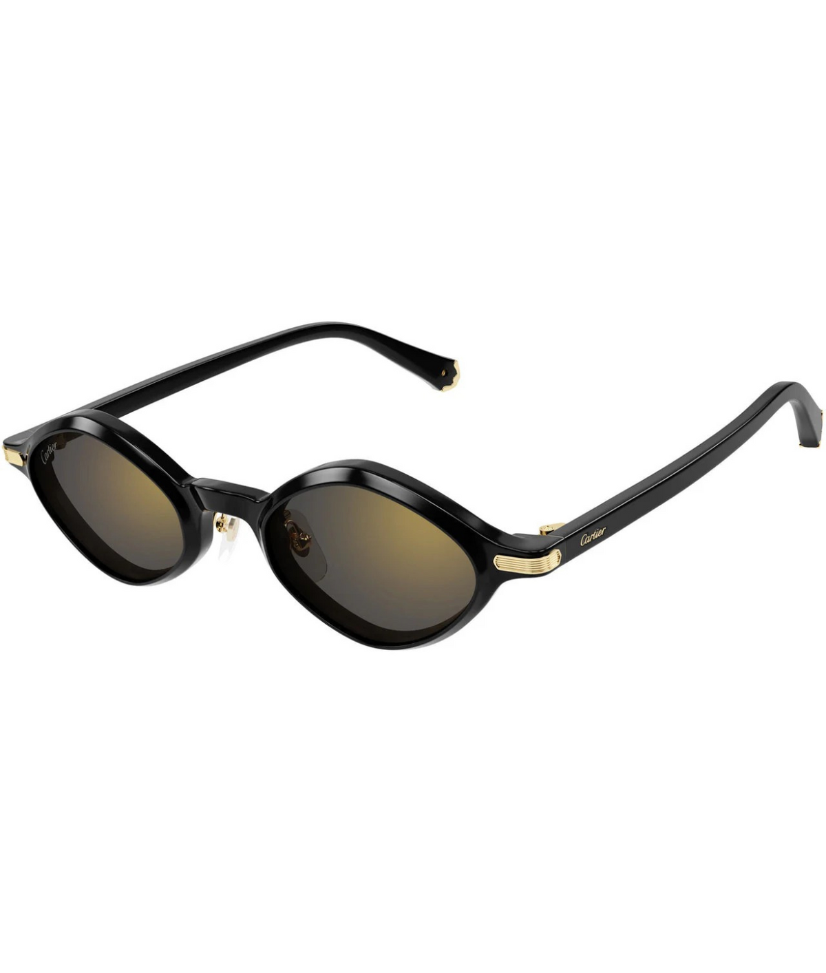 Cartier Godron CT0540S geometric sunglasses in Black-Grey Gradient, three-quarter view