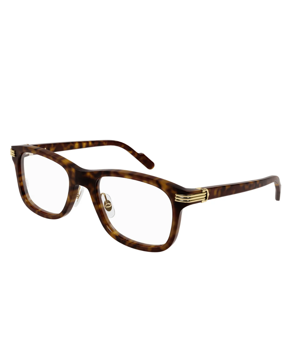 Cartier Première CT0313O square eyeglasses in Havana, three-quarter view