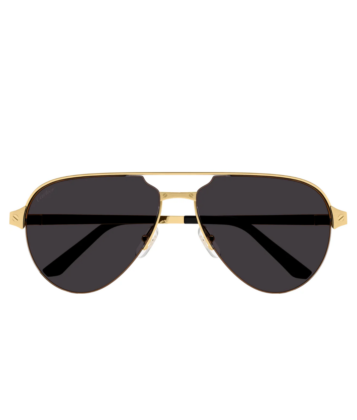 Cartier Santos CT0386S aviator sunglasses in Gold-Grey, front view