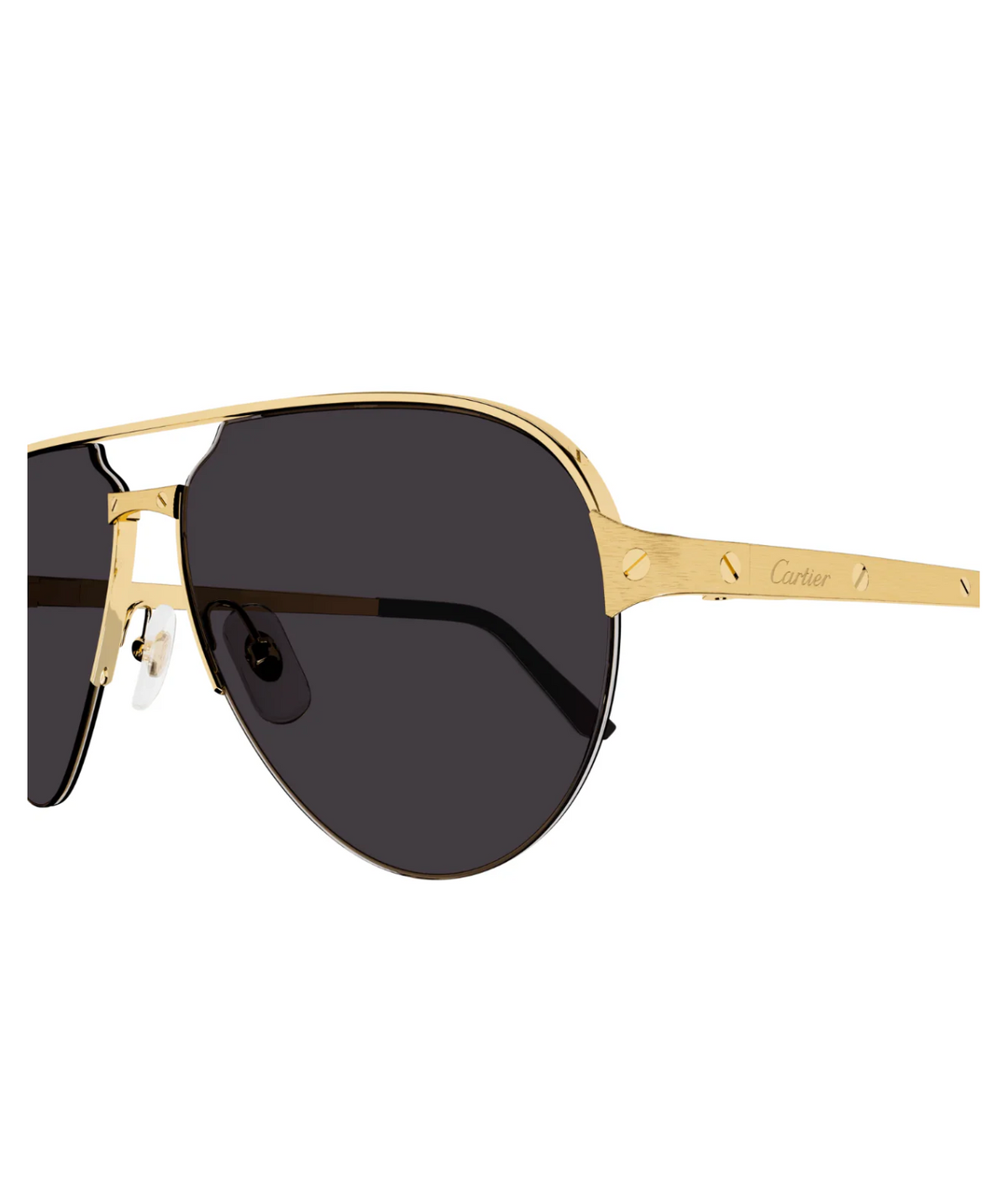 Cartier Santos CT0386S aviator sunglasses in Gold-Grey, side view