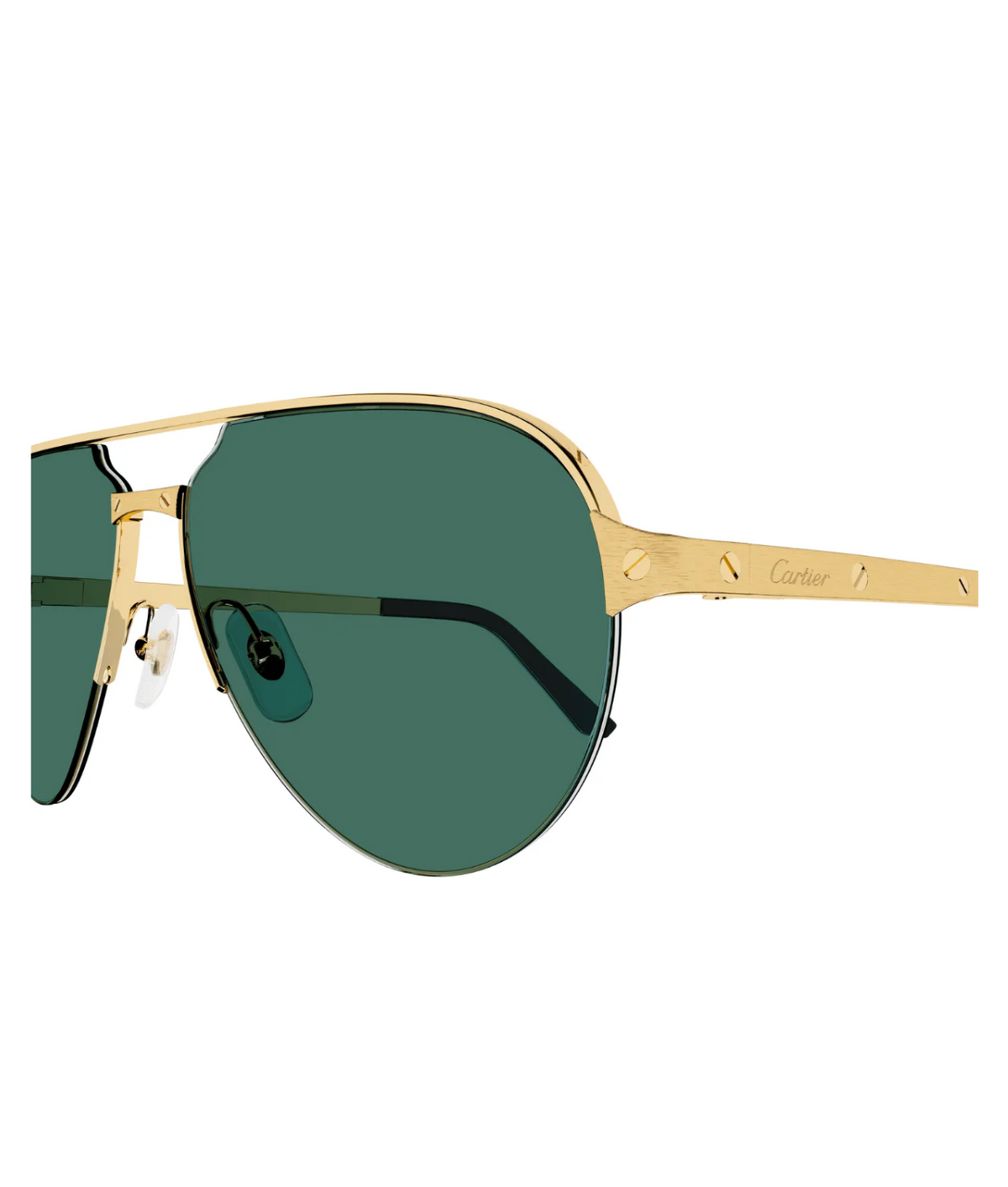 Cartier Santos CT0386S aviator sunglasses in Gold-Green, side view