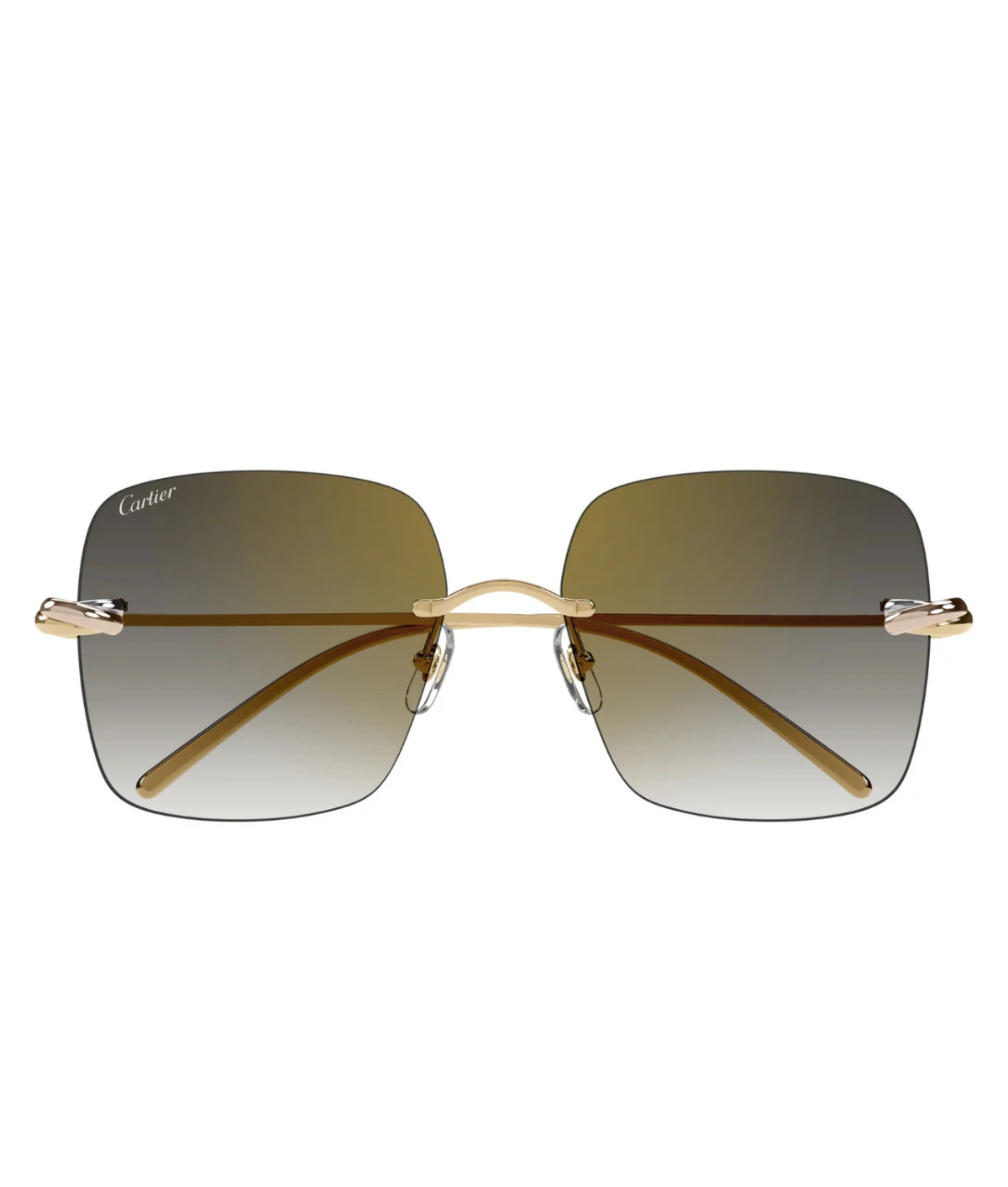 Cartier Trinity CT0508S rimless square sunglasses in Gold-Grey, front view
