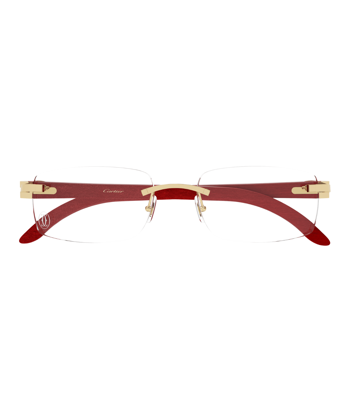 Cartier Décor C CT0052O rimless rectangle eyeglasses in Gold Red, front view