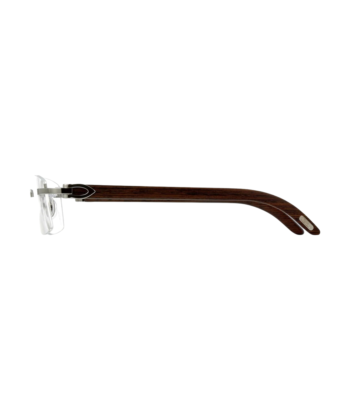 Cartier Décor C CT0052O rimless rectangle eyeglasses in Silver Brown, side view
