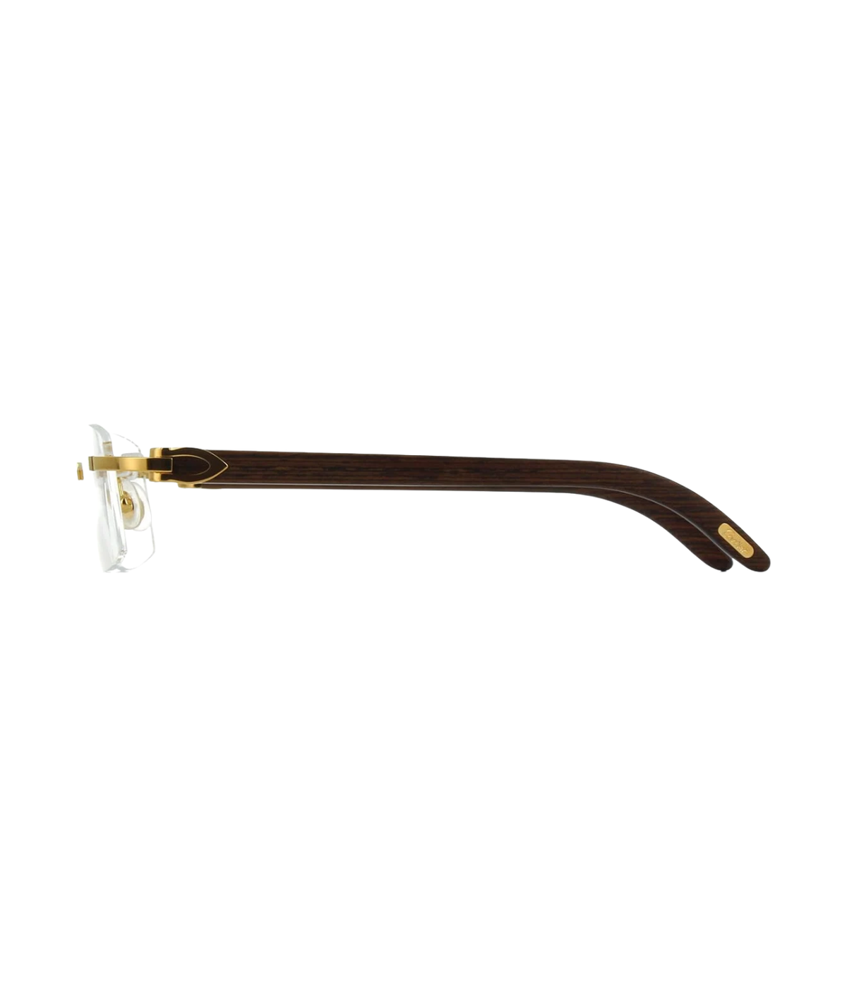 Cartier Décor C CT0052O rimless rectangle eyeglasses in Gold Brown, side view
